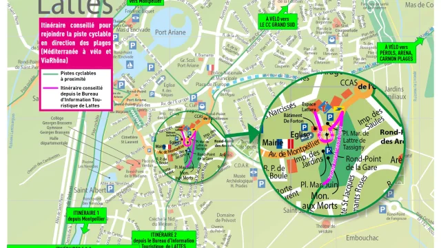plan d’accès pour rejoindre la med à vélo depuis le BIT de Lattes